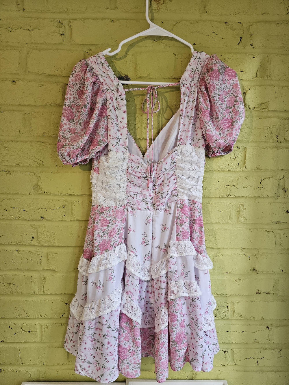 Altar'd State Aderny Patchwork Pink Floral Ruffle Mini Dress - Picture 3 of 5